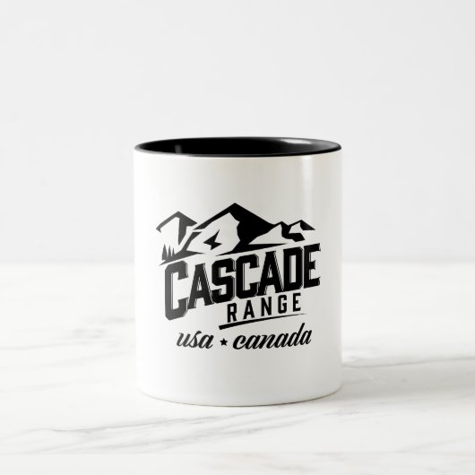 Cascade Range USA Canada logo. Tweekleurige Koffiemok (Center)