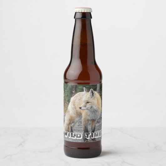 Cascade Red Fox Wildlife Foto gepersonaliseerd Bier Etiket (Voorkant)