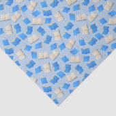 Cascade van blauwe boeken van de bibliofiel tissuepapier (Detail)
