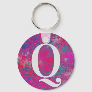 Cascade van Kleur Rood, Roze en Blauw Initiaal Sleutelhanger