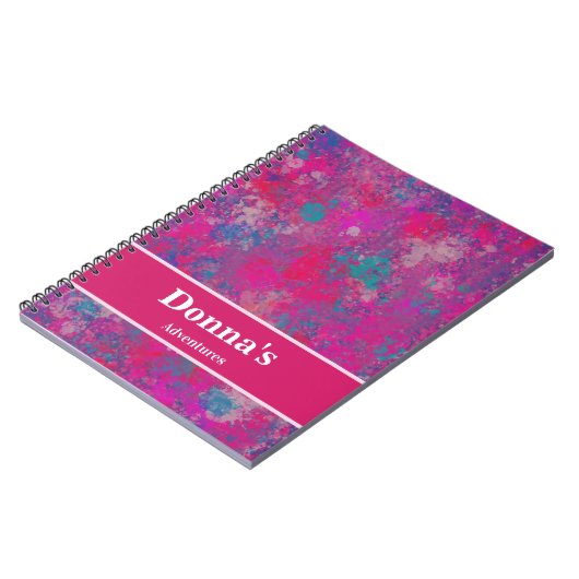 Cascade van Modern Roze en Blauwe Kleur Abstract Notitieboek (Linkerzijde)