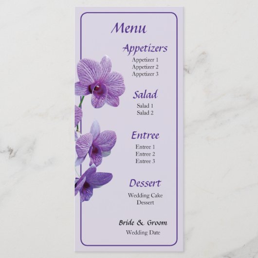 Cascade van Paarse Orchideeën Menu (Voorkant)