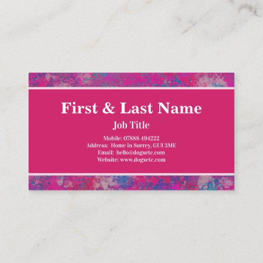 Cascade van Roze en Blauwe Abstracte Kleur Visitekaartje (Achterkant)