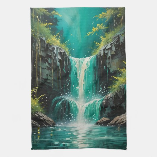 Cascade van sereniteit theedoek (Verticaal)