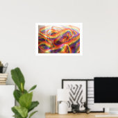 Cascadend doorzichtig regenboog lint. poster (Thuiskantoor)