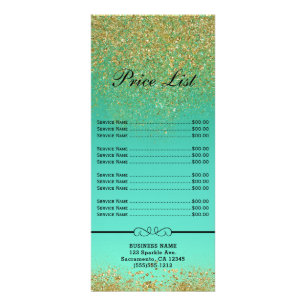 Cascadend Gouden Glitter Teal Aqua Prijs & Service Reclamekaart