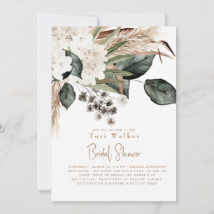 Cascadende Boho Neutrale Bruidsdouche Kaart