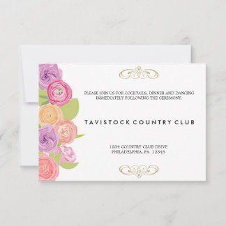 Cascaderende Bloemen Trouwreceptiekaart Kaart