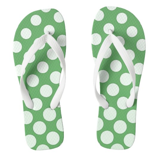 Cascaderende grote witte cirkels limoengroen teenslippers (Voetbed)