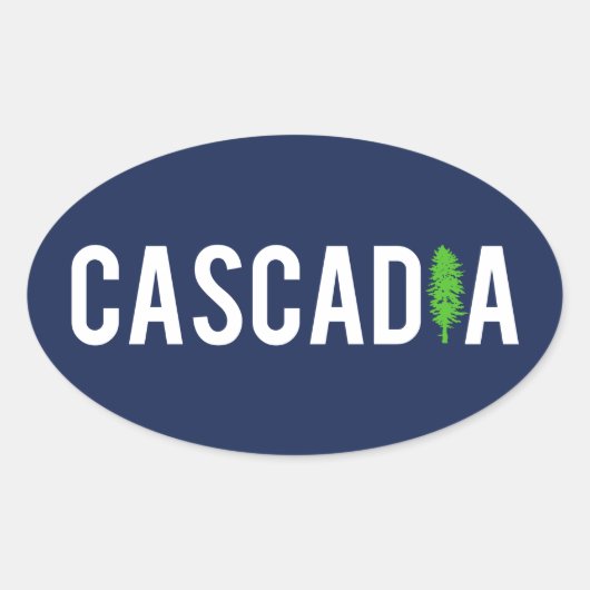 Cascadia Tree Ovale Sticker (Voorkant)