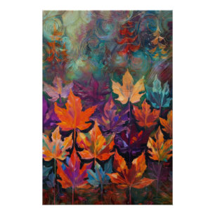 Cascading Autumn Leaves, kleurrijk Herfst ontwerp Perfect Poster
