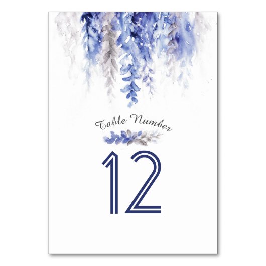 Cascading bladeren grijs blauw waterverf tabel num kaart (Voorkant)