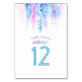 Cascading bloemen blauwe waterverf tabelnummers kaart (Voorkant)