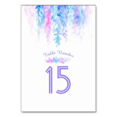 Cascading bloemen blauwe waterverf tabelnummers kaart (Voorkant)