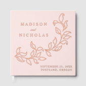 Cascading Blush en Roos Gold Foil Leaves Wedding Gastenboek (Voorkant)