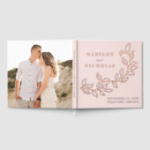 Cascading Blush en Roos Gold Foil Leaves Wedding Gastenboek (Volledig)