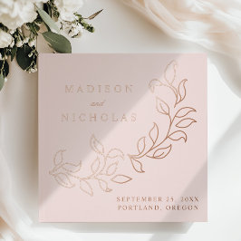 Cascading Blush en Roos Gold Foil Leaves Wedding Gastenboek