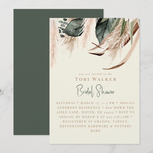 Cascading Boho Ecru Vrijgezellenfeest Kaart (Voorkant / Achterkant)