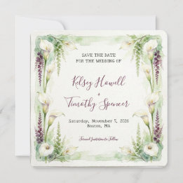 Cascading Calla Save the Date Kaart