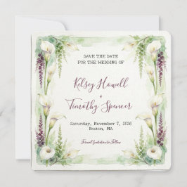 Cascading Calla Save the Date Kaart