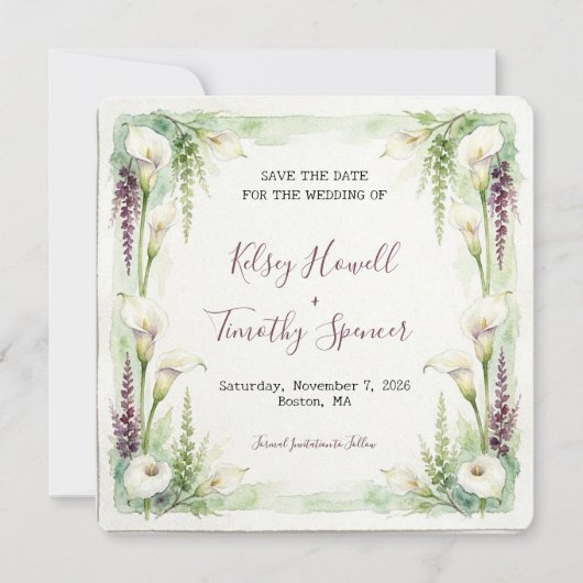 Cascading Calla Save the Date Kaart (Voorkant)