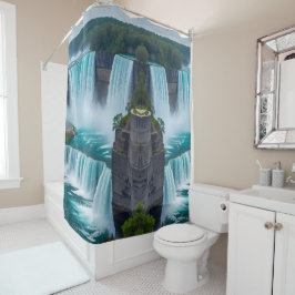 "Cascading Calm – Niagara Herfsten Badkamer Art" Douchegordijn