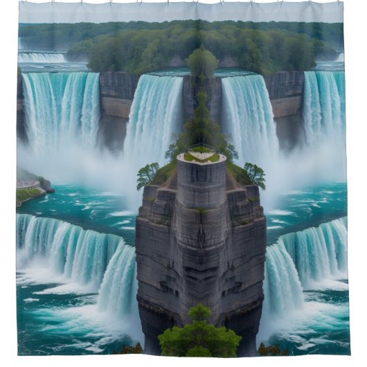 "Cascading Calm – Niagara Herfsten Badkamer Art" Douchegordijn (Voorkant)