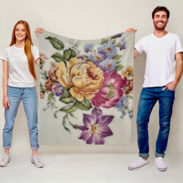 Cascading Elegance: op porselein geïnspireerde blo Fleece Deken