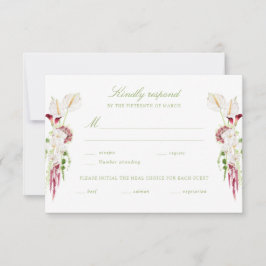  Cascading Floral Bouquet Wedding RSVP Kaartje