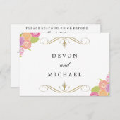 Cascading Floral Wedding Response Cards RSVP Kaartje (Voorkant / Achterkant)