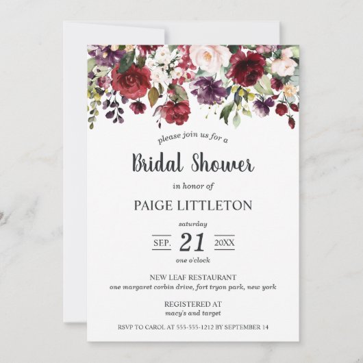 Cascading Flowers in rood en Paars Vrijgezellenfee Kaart (Voorkant)