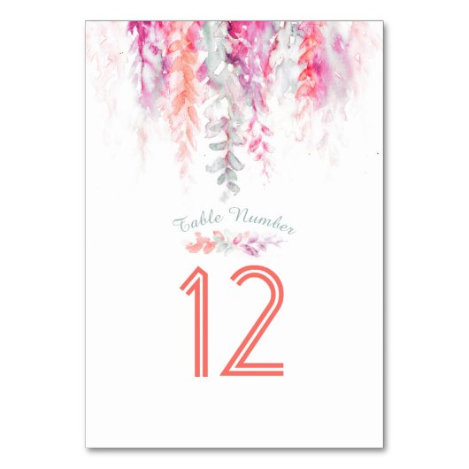 Cascading Flowers koraal roze groene waterverf Kaart (Achterkant)