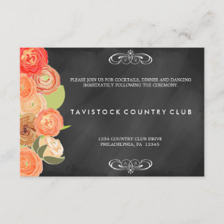 Cascading Flowers KrijtbordHuwelijksontvangstkaart Informatiekaartje