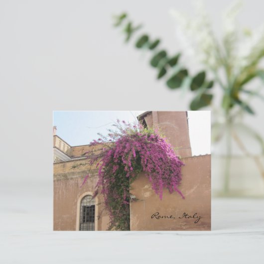 Cascading Flowers op een oud gebouw Briefkaart (Staand voorkant)