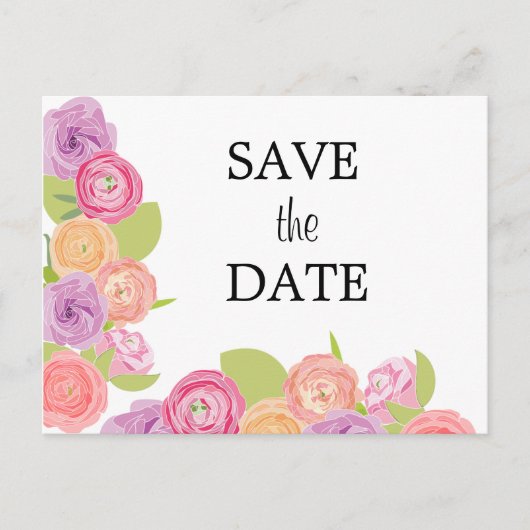 Cascading Flowers Wedding Save the Date Post Kaart (Voorkant)