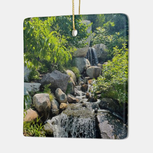Cascading Forest waterval | bosgroen Keramisch Ornament (Links)