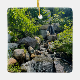 Cascading Forest waterval   bosgroen Keramisch Ornament