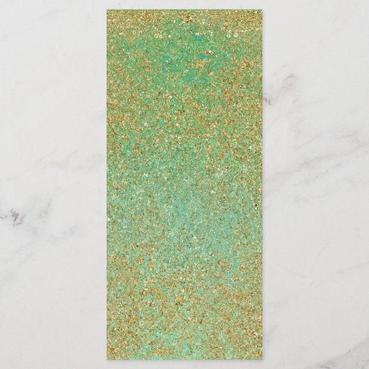 Cascading Gold Glitter & Blauwgroen Aqua Glam Menu (Achterkant)