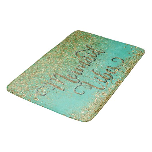 Cascading Gold Glitter & Blauwgroen Aqua MERMAID V Badmat (Gekanteld)
