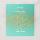 Cascading Gold Glitter Blauwgroen Aqua Party Tafel Plaatskaartje (Buitenkant ongevouwen)
