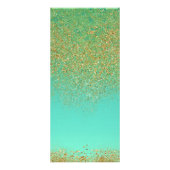 Cascading Gold Glitter Blauwgroen Aqua Prijs & Ser Reclamekaart (Achterkant)