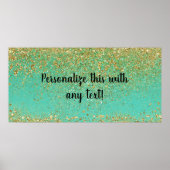Cascading Gold Glitter en Blauwgroen Aqua Glam Ban Poster (Voorkant)