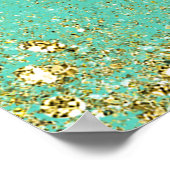 Cascading Gold Glitter en Blauwgroen Aqua Glam Ban Poster (Hoek)