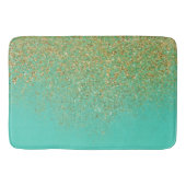 Cascading Gold Glitter en Blauwgroen Aqua Glam Tre Badmat (Voorkant)
