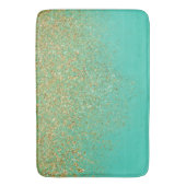 Cascading Gold Glitter en Blauwgroen Aqua Glam Tre Badmat (Voorkant Verticaal)