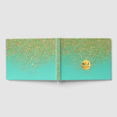 Cascading Gold Glitter en Blauwgroen Aqua Glam Tre Gastenboek (Volledig)