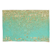 Cascading Gold Glitter en Blauwgroen Aqua Glam Tre Kussensloop (Voorkant)