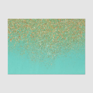 Cascading Gold Glitter en Blauwgroen Aqua Glam Tre Tissuepapier