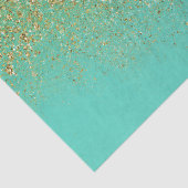 Cascading Gold Glitter en Blauwgroen Aqua Glam Tre Tissuepapier (Detail)