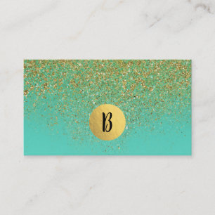 Cascading Gold Glitter en Blauwgroen Aqua Glam Tre Visitekaartje